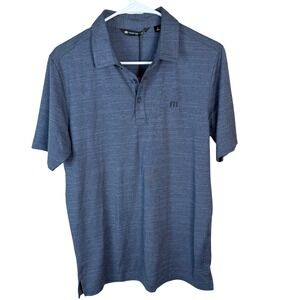 TravisMathew Mens The Heater Polo Shirt Indigo Blue Heathered 1MW395 Small NWT